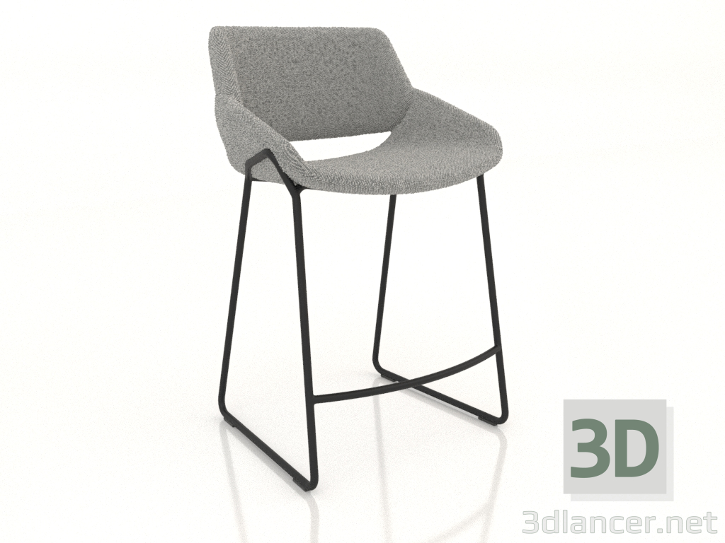 3d model Taburete de bar con patines bajos - vista previa