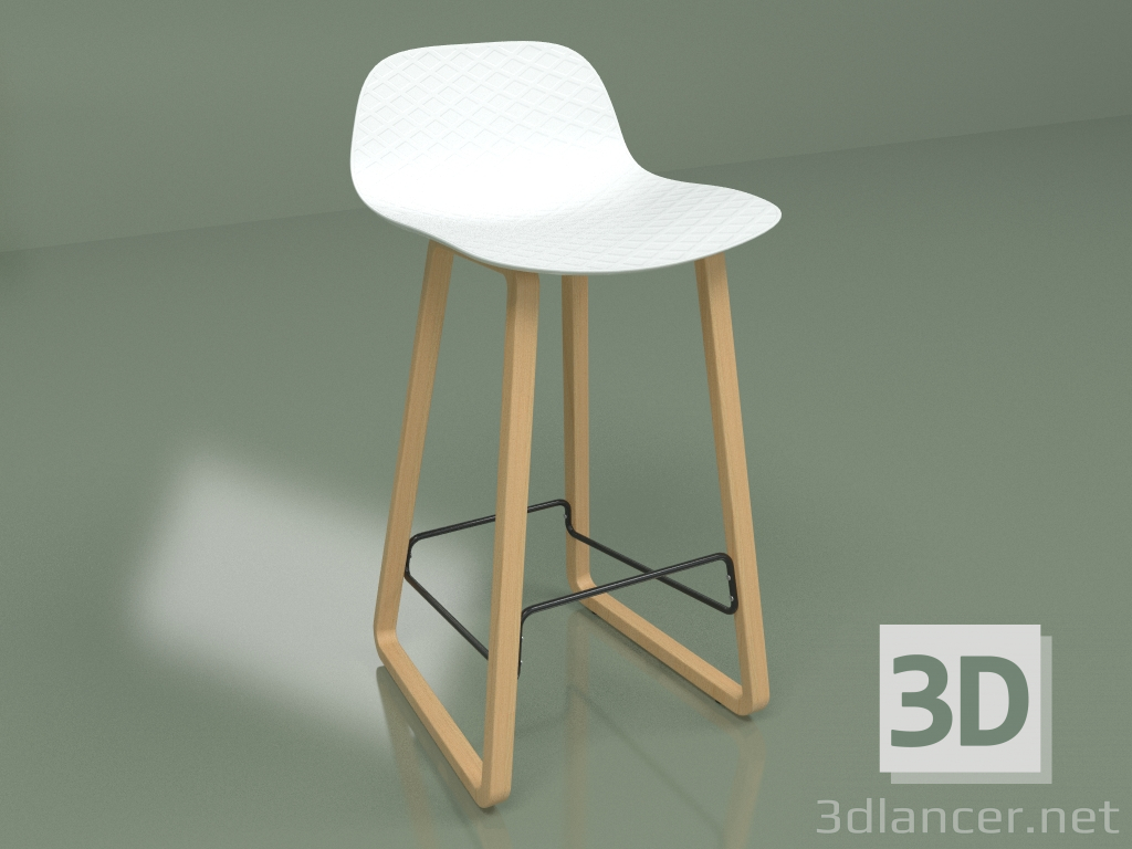 modèle 3D Tabouret de bar Catina en bois (blanc) - preview