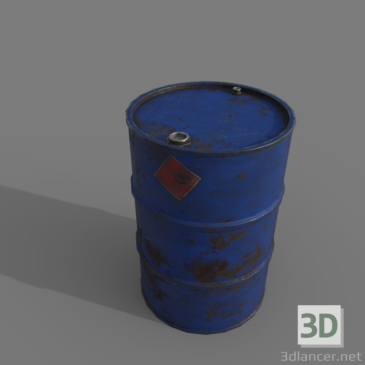 3d Barrel 200 liters Blue rust model buy - render