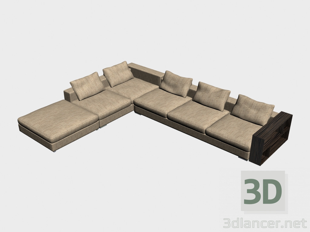 3D Modell Sofa Infiniti LUX (Ecke, mit Regalen, 452h350) - Vorschau