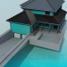 3d model Cottage with pool - preview