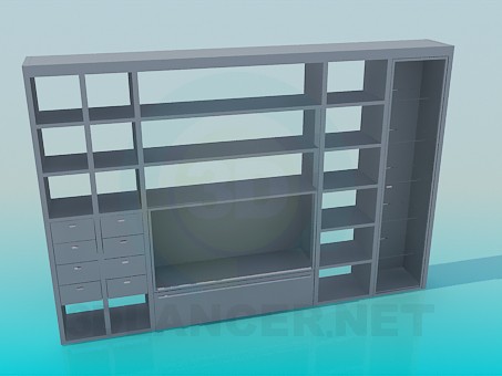 3d model Wall-rack with a place under the TV - preview