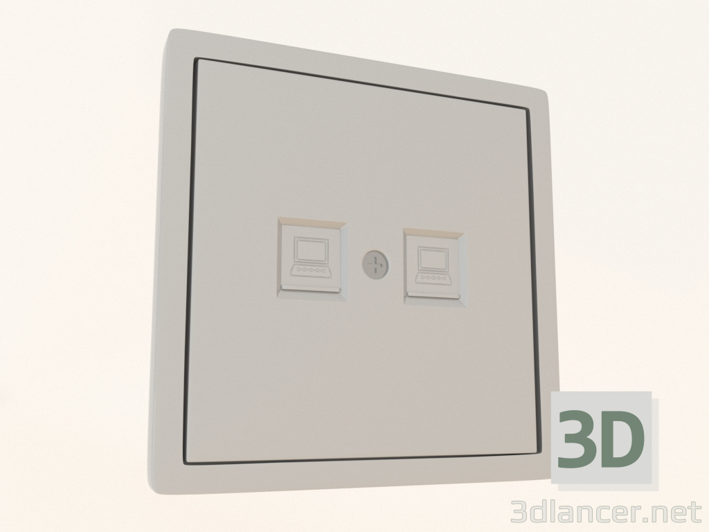 3D Modell Telefondose RJ11 + RJ11 (Aluminium, DA86926) R98 - Vorschau