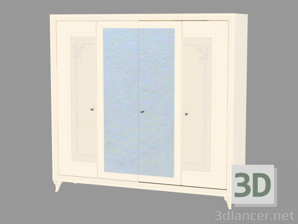 modèle 3D Armoire pattes 4 portes - preview