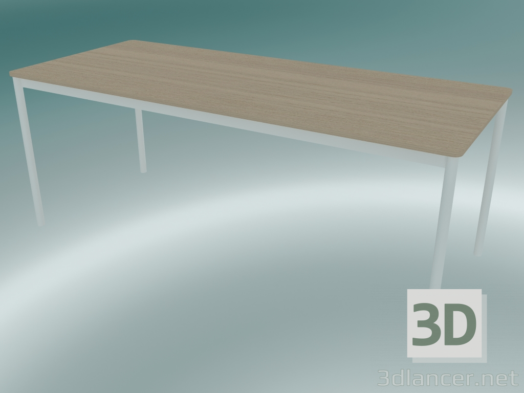 3d model Mesa rectangular Base 190x80 cm (Roble, Blanco) - vista previa