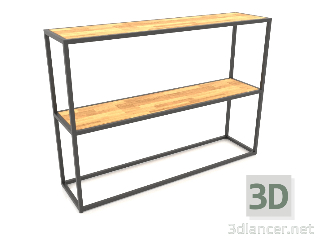 modèle 3D Rack-console rectangulaire (BOIS, 120x30x86, 2 étagères) - preview