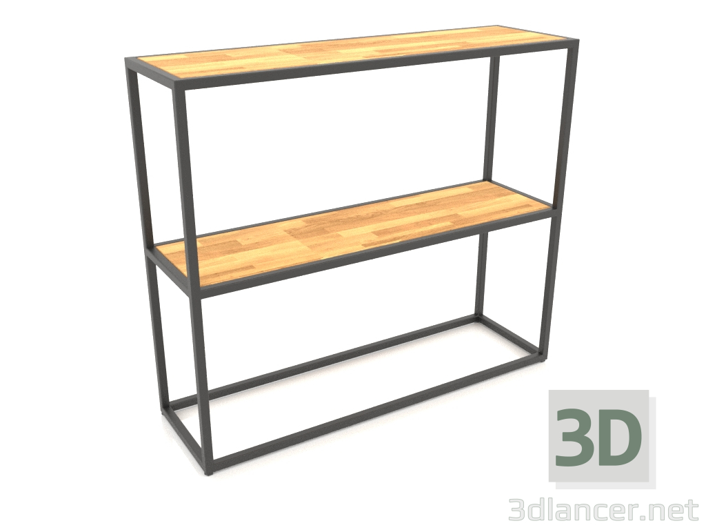 3D Modell Rack-Konsole rechteckig (HOLZ, 100x30x86, 2 Regale) - Vorschau