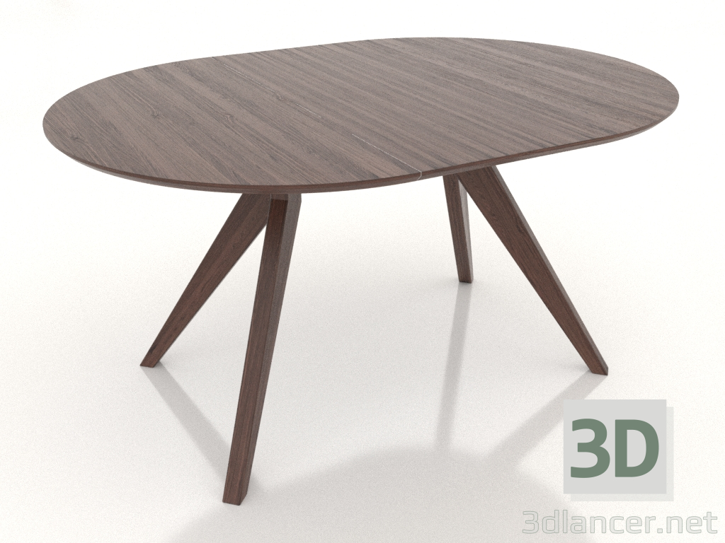 3D Modell Klappbarer Esstisch 1400 x 1000 mm (dunkler Nussbaum) - Vorschau