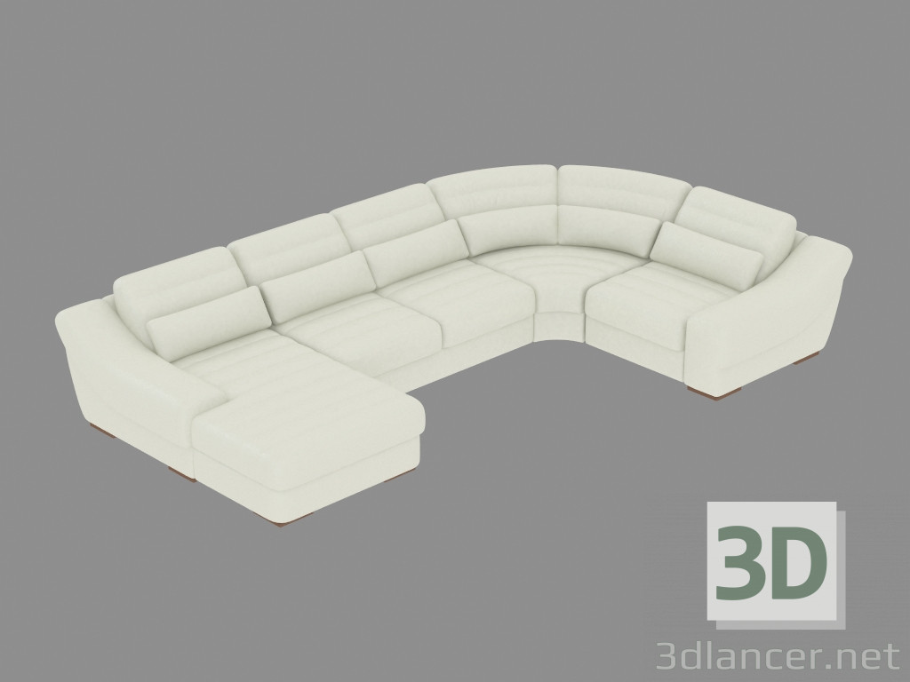 3d model sofá modular con rincón para dormir - vista previa