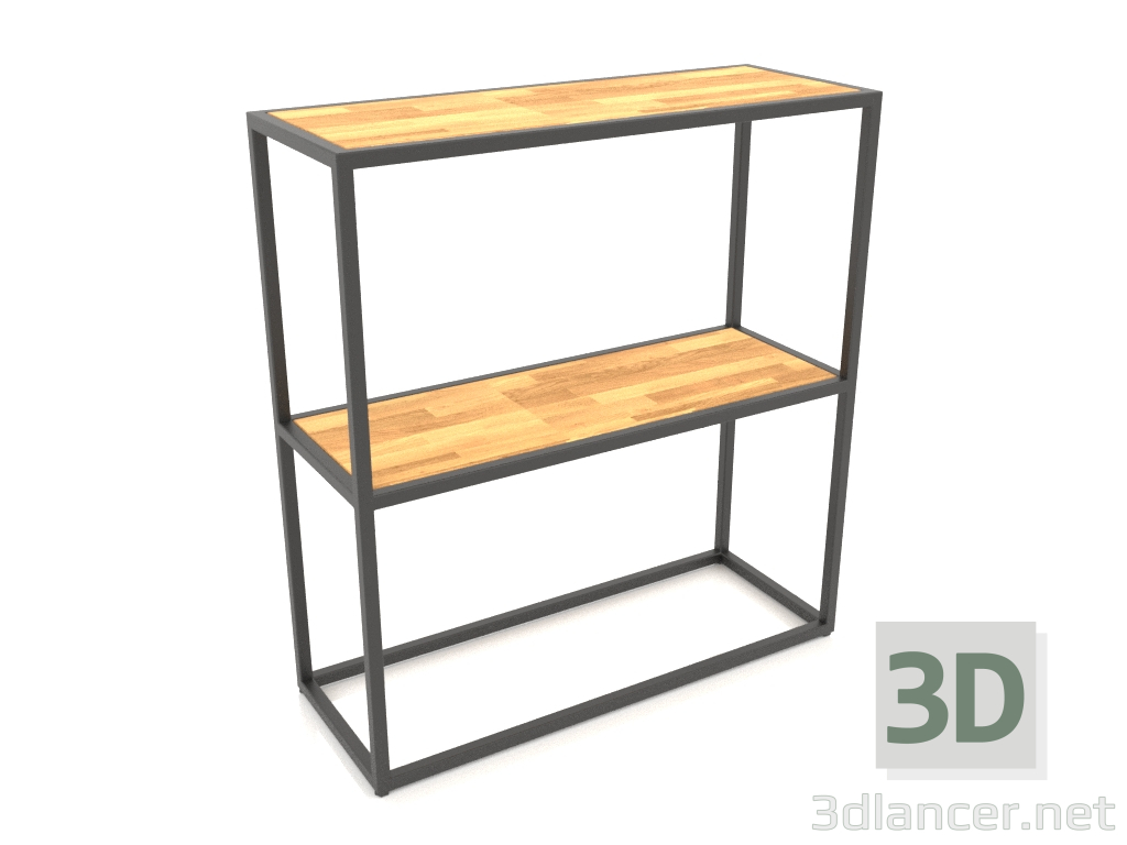 3d model Consola-rack rectangular (MADERA, 80x30x86, 2 estantes) - vista previa