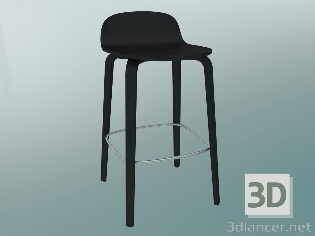 3D modeli Bar taburesi Visu (H 65 cm, Siyah) - önizleme