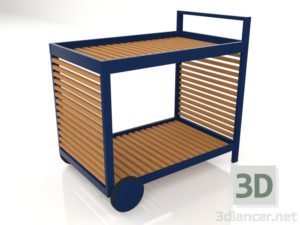 3d model Carro de servicio con estructura de aluminio de madera artificial (Azul noche) - vista previa