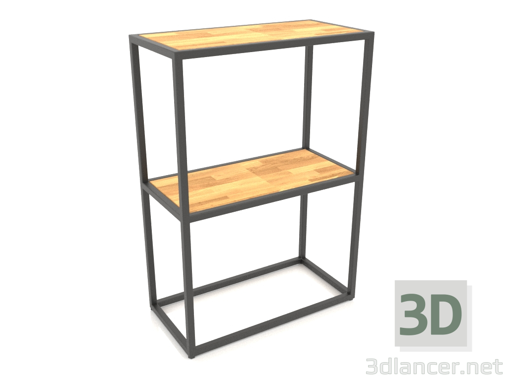 modello 3D Console rack rettangolare (WOOD, 60x30x86, 2 ripiani) - anteprima