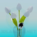 3d model Florero con tulipanes blancos - vista previa