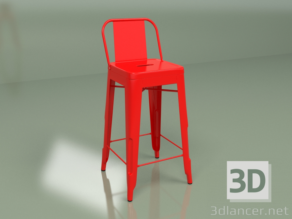 Modelo 3d Banco alto Marais Color com encosto (vermelho) - preview