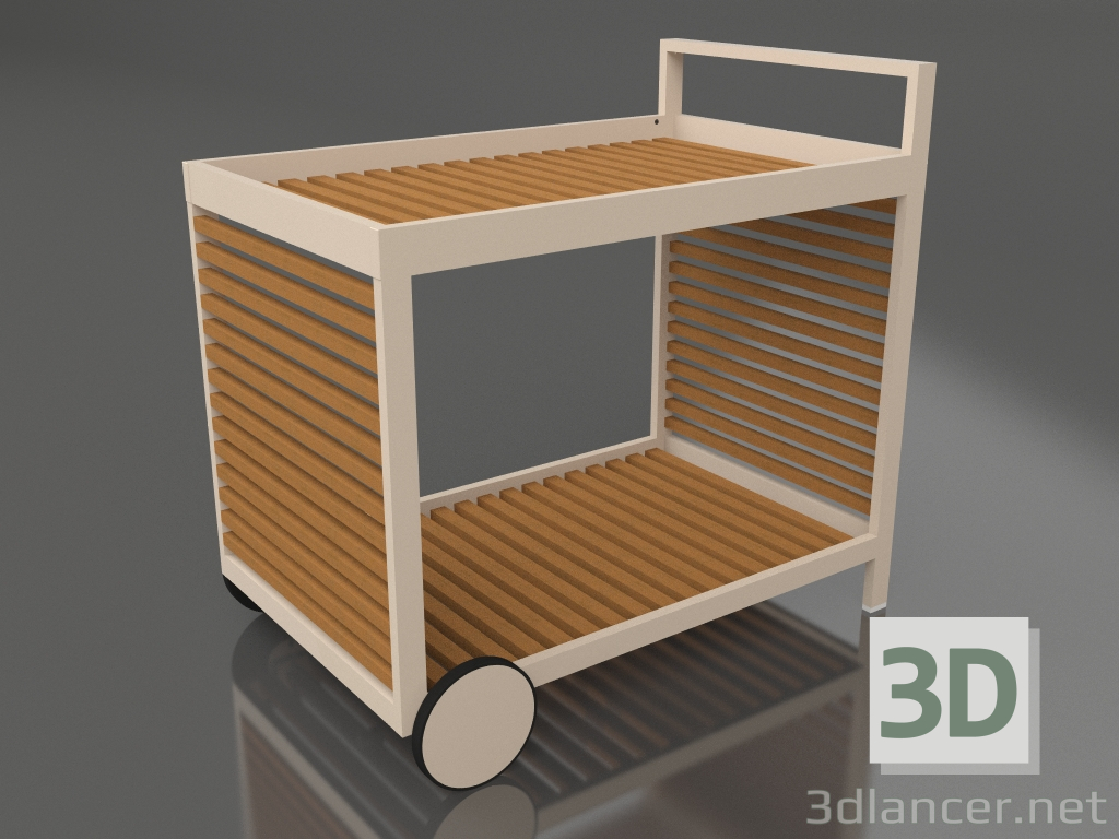 3d model Serving trolley with an aluminum frame made of artificial wood (Sand) - preview