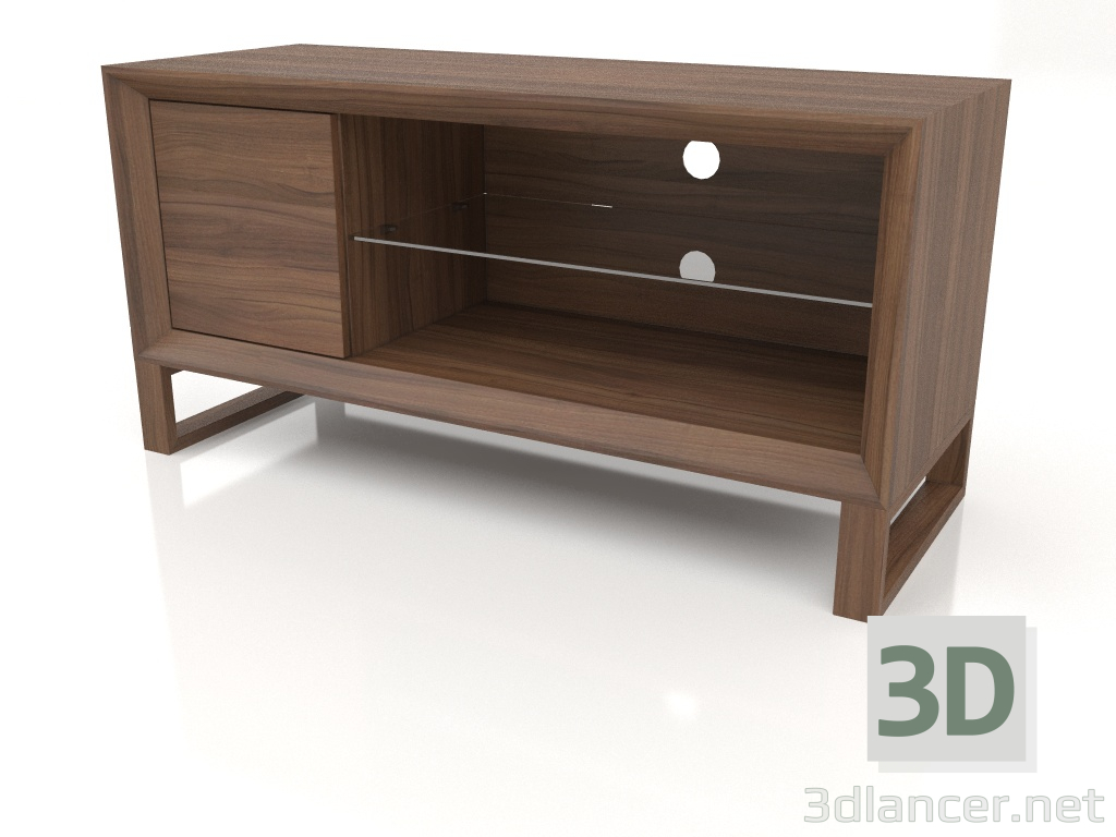 modello 3D Mobile porta TV, finitura noce impiallacciato F, vetro (120x45x60 cm) - anteprima