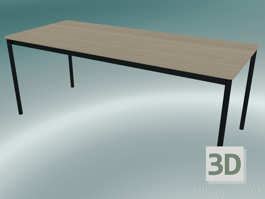 3D Modell Rechteckiger Tischfuß 190x80 cm (Eiche, Schwarz) - Vorschau