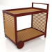 3d model Serving trolley with an aluminum frame made of artificial wood (Wine red) - preview