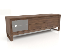 Suporte para TV, acabamento em folheado de nogueira F, vidro (180x45x60 cm)