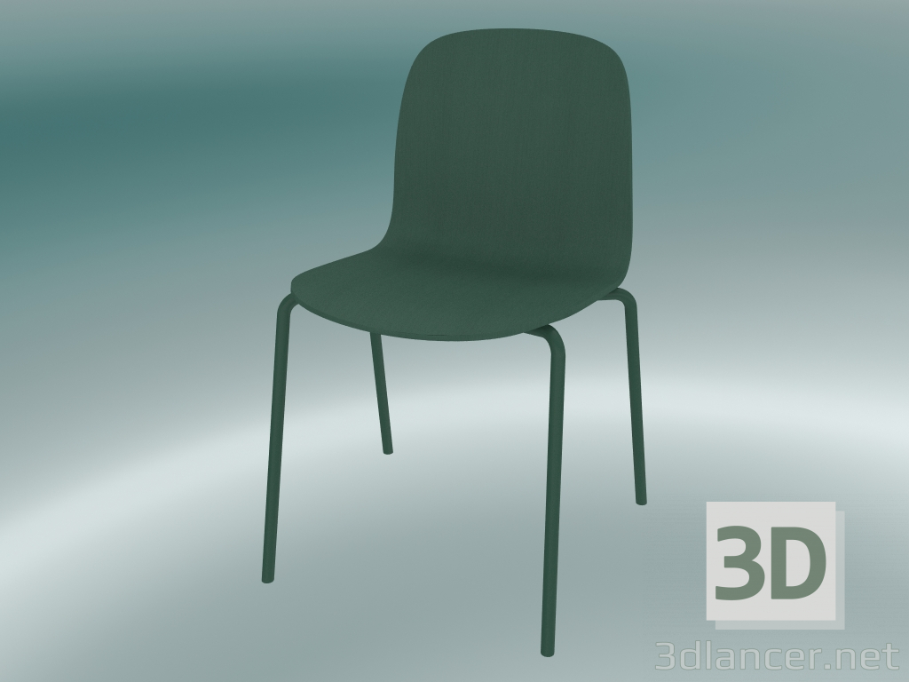 modello 3D Sedia Visu con base in tubo (verde) - anteprima