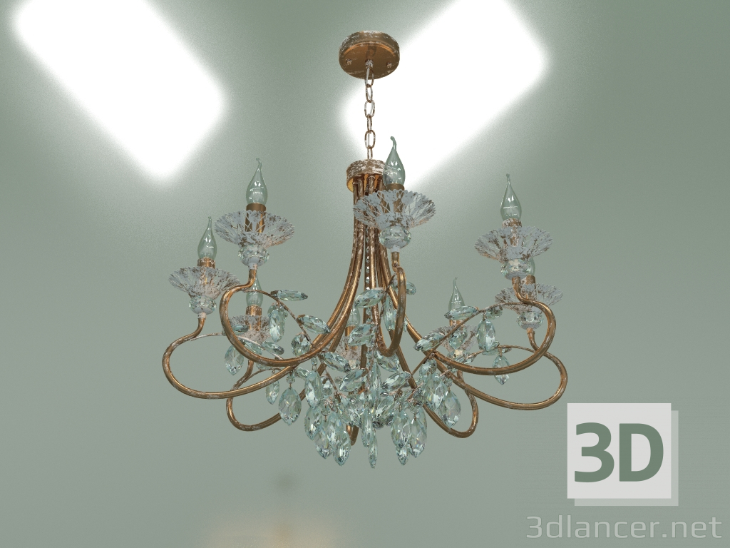 modello 3D Lampadario a sospensione 60057-8 (bianco con oro) - anteprima