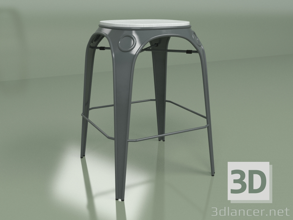 3d model Stool Louix height 65 (white, grey) - preview