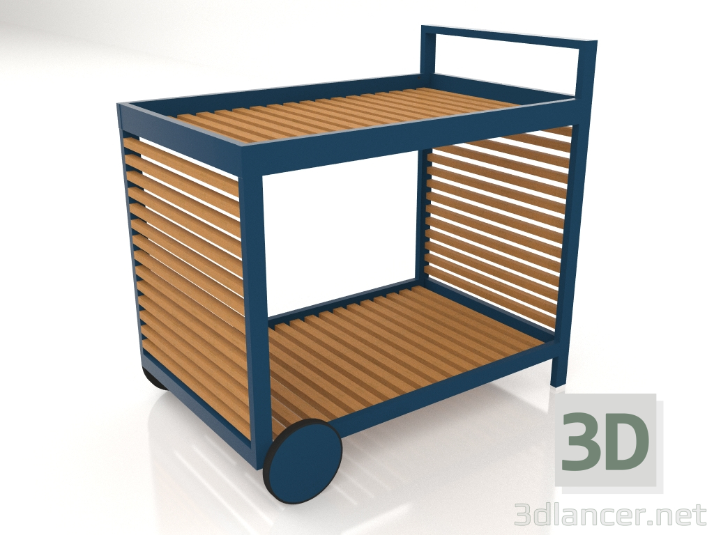 3d model Carro de servicio con estructura de aluminio de madera artificial (gris azul) - vista previa