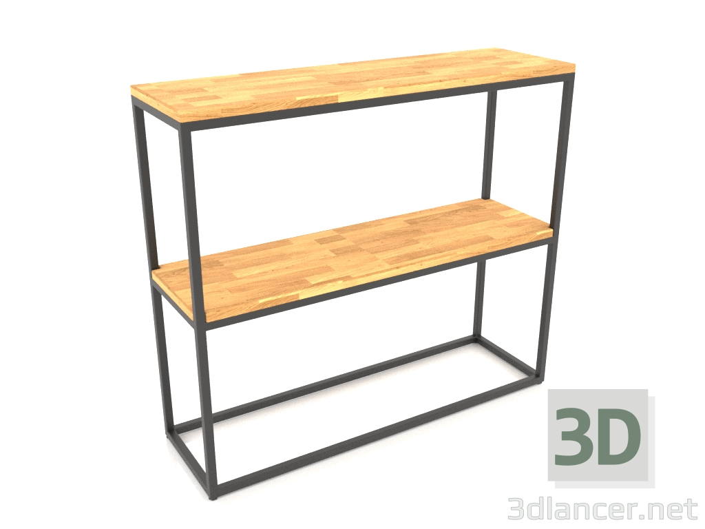 3d model Consola-bastidor rectangular (PISO DE MADERA, 100x30x86, 2 estantes) - vista previa