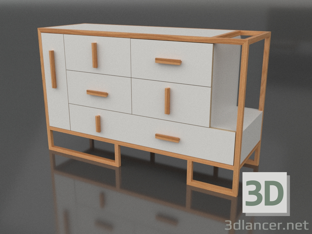Modelo 3d Cômoda BURGAN 1300x475x800 mm - preview Modelo 3d Cômoda BURGAN 1300x475x800 mm - preview