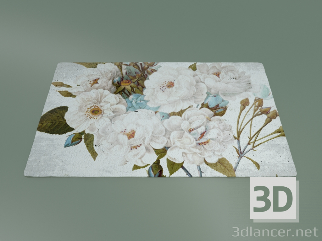 modèle 3D Tapis Chiffres Roses Blanches (S122) - preview