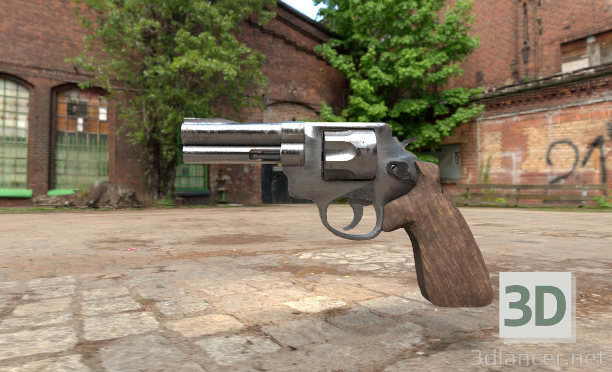 Revolver Low-Poly 3D-Modell kaufen - Rendern