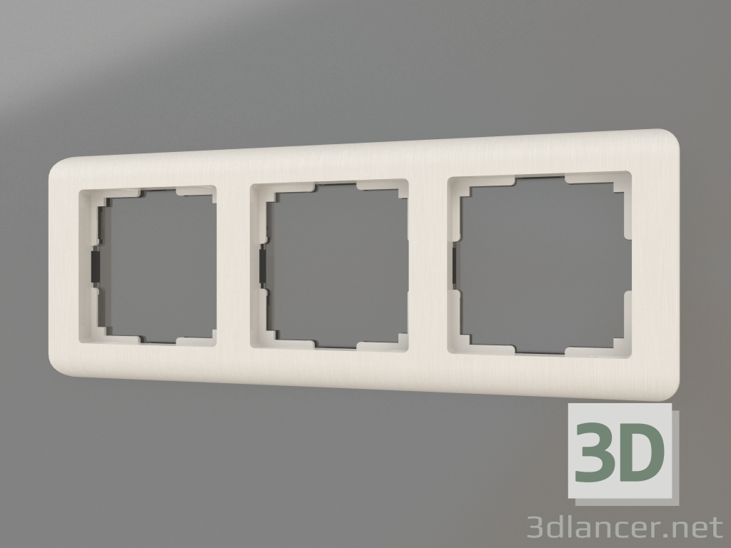 Modelo 3d Moldura para 3 postes Stream (pérola) - preview