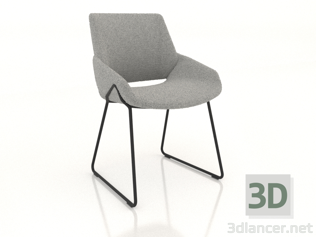 3d model Silla sobre patines de metal. - vista previa