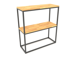 Rack-console rectangulaire (PLANCHER BOIS, 80x30x86, 2 étagères)