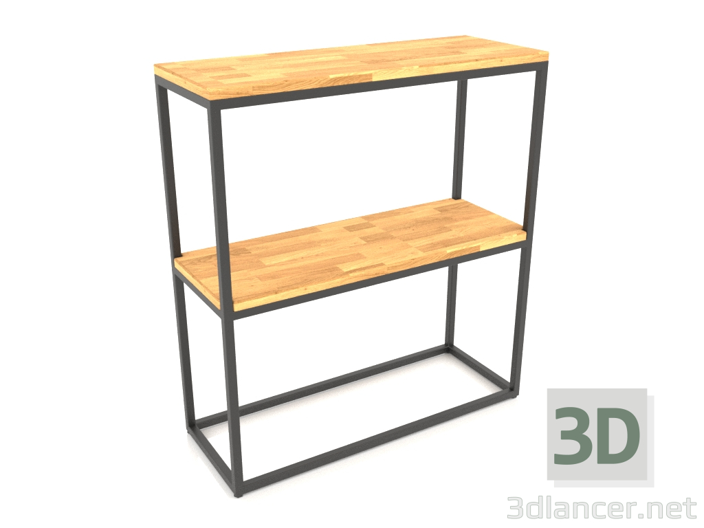 modello 3D Rack-consolle rettangolare (PAVIMENTO LEGNO, 80x30x86, 2 ripiani) - anteprima