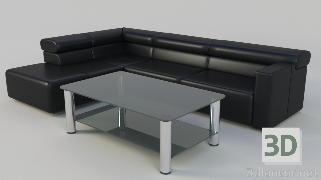 Sofa und Couchtisch 3D-Modell kaufen - Rendern