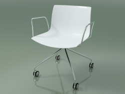 Chaise 0219 (4 roulettes, avec accoudoirs, chrome, polypropylène PO00401)