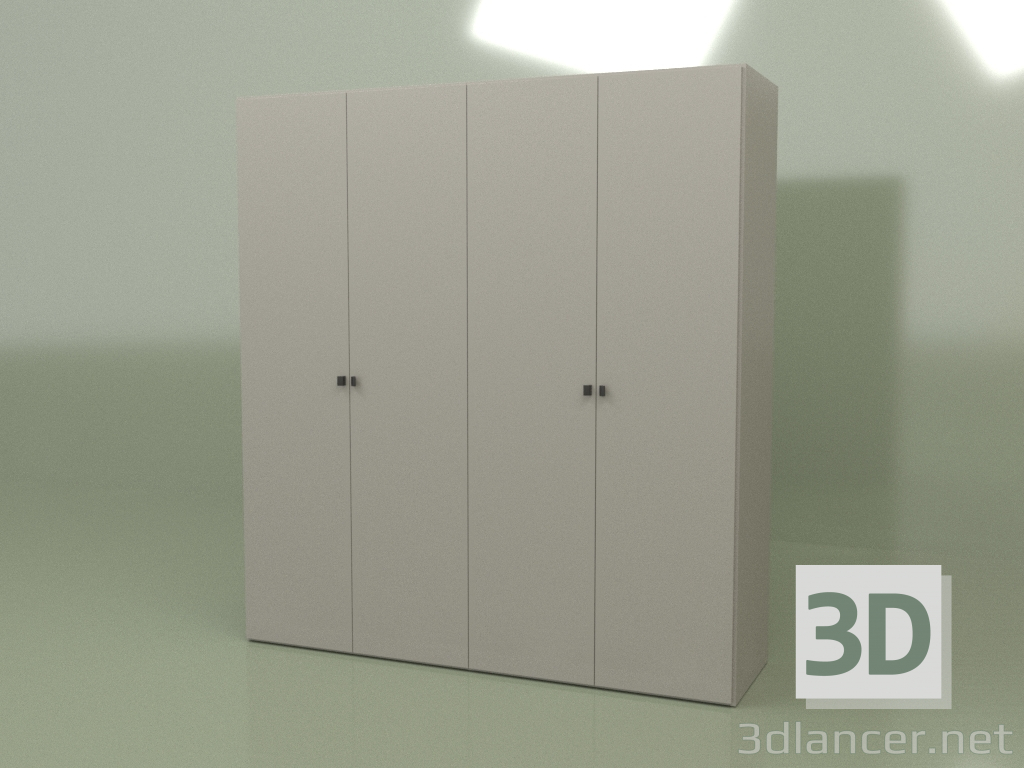 Modelo 3d Roupeiro 4 portas GL 140 (cinza) - preview