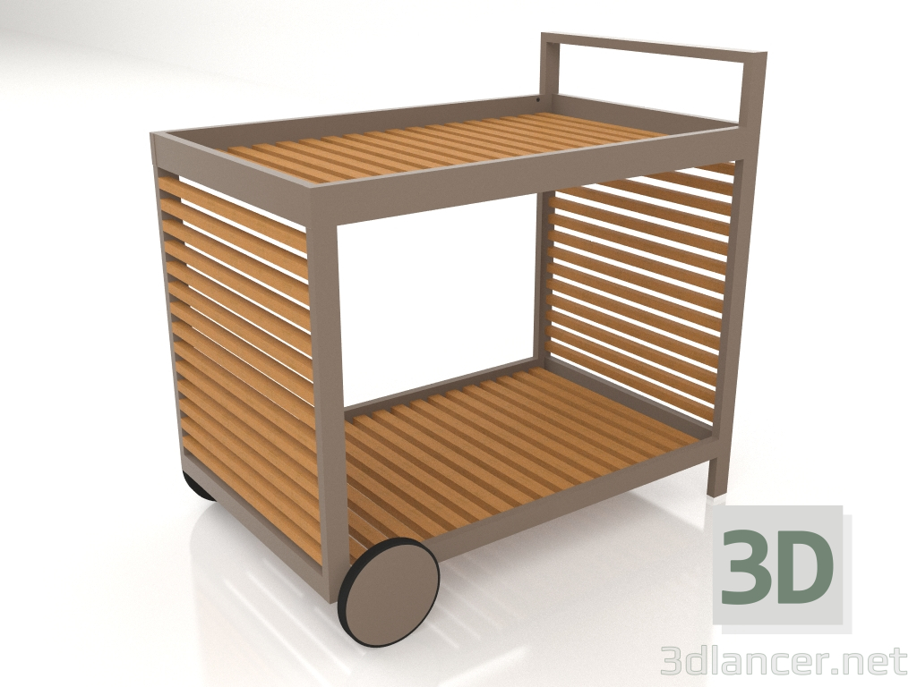 3d model Carro de servicio con estructura de aluminio de madera artificial (Bronce) - vista previa