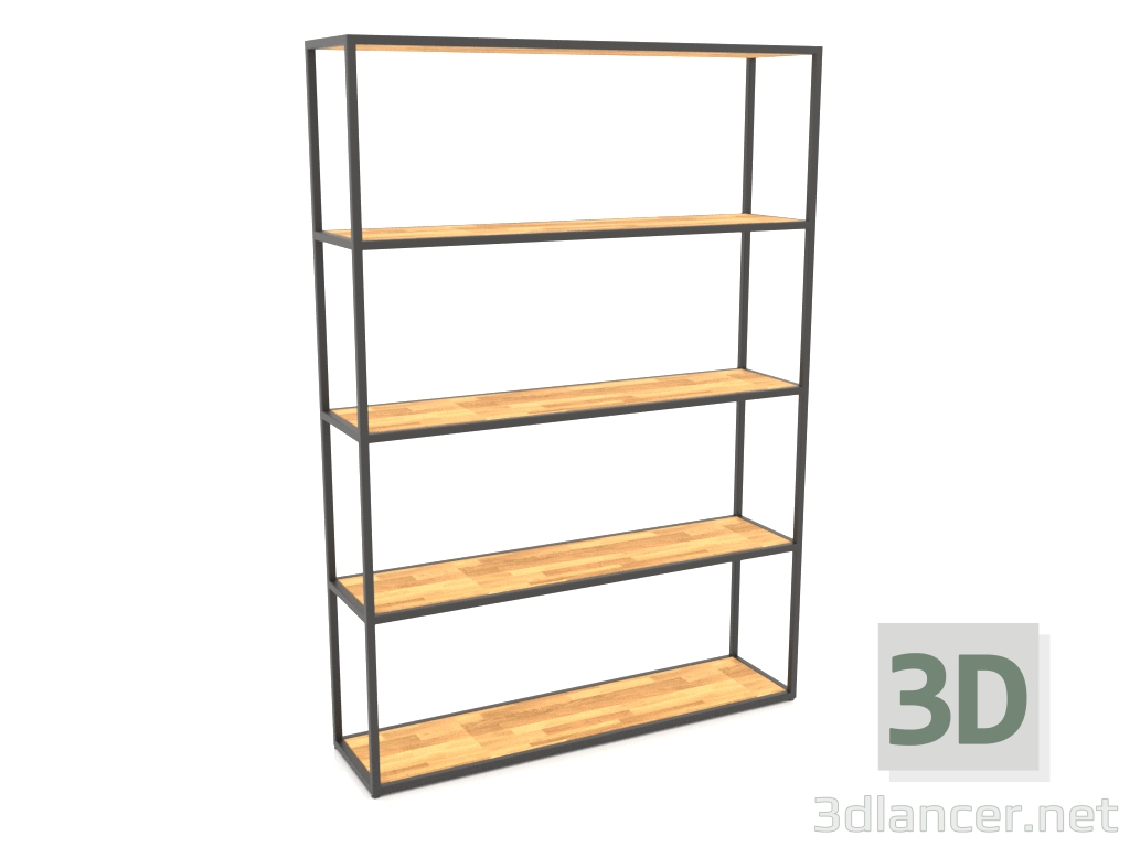 3D Modell Großes rechteckiges Regal (HOLZ, 120x30x170, 5 Regale) - Vorschau