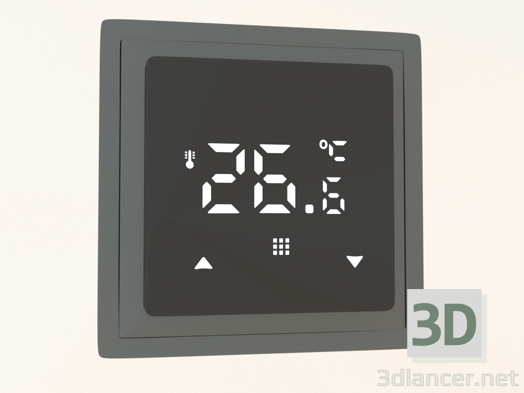 modello 3D Termostato con sensore a pavimento (programmabile, 16 A, vetro nero, acciaio, DTEF16В) R98 - anteprima