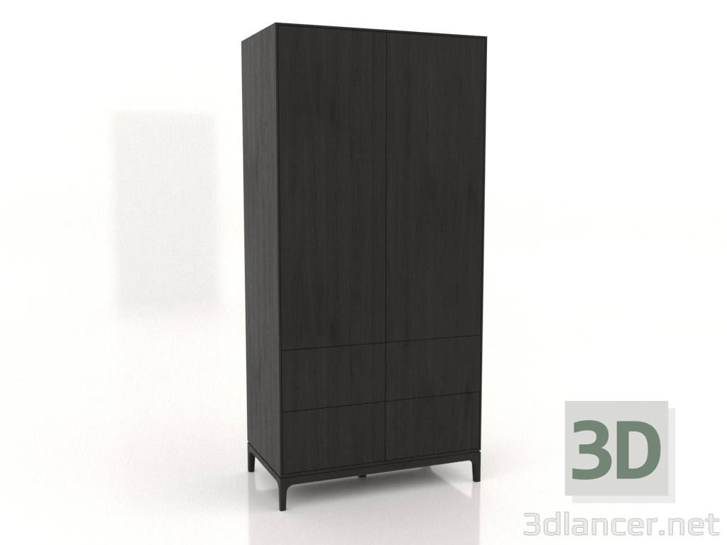 3D modeli Gardırop FARGO 1050x600x2200 mm (siyah meşe, 2 kapı, 4 çekmece) - önizleme