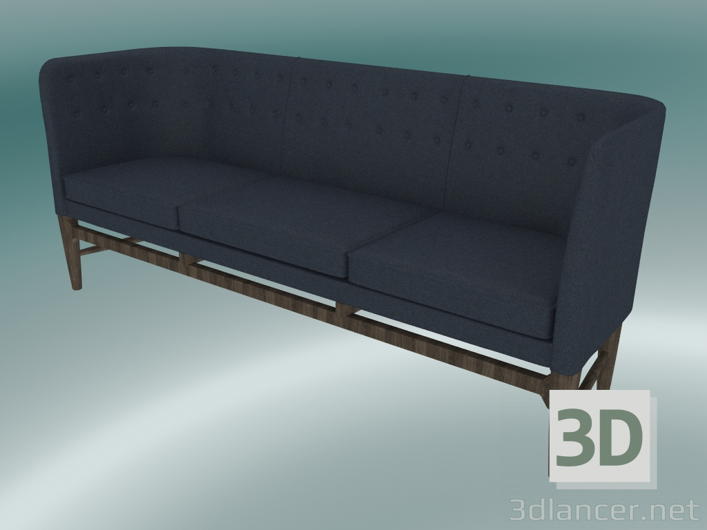 modello 3D Divano triplo Mayor (AJ5, H 82cm, 62x200cm, Rovere oliato fumé, Divina - 793) - anteprima