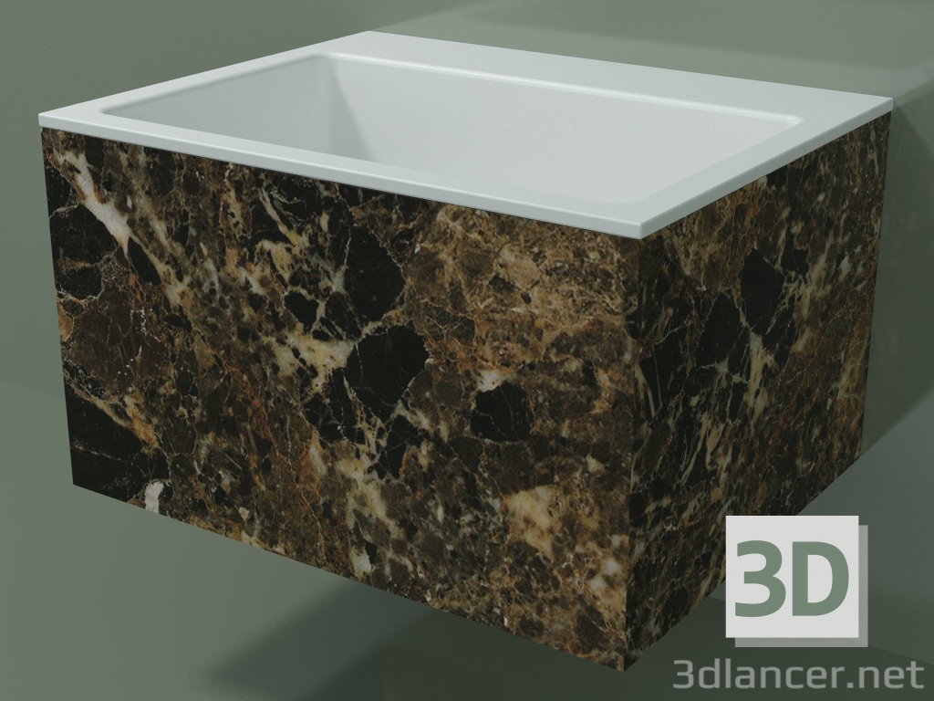 3d model Lavabo de pared (02R132302, Emperador M06, L 60, P 48, H 36 cm) - vista previa