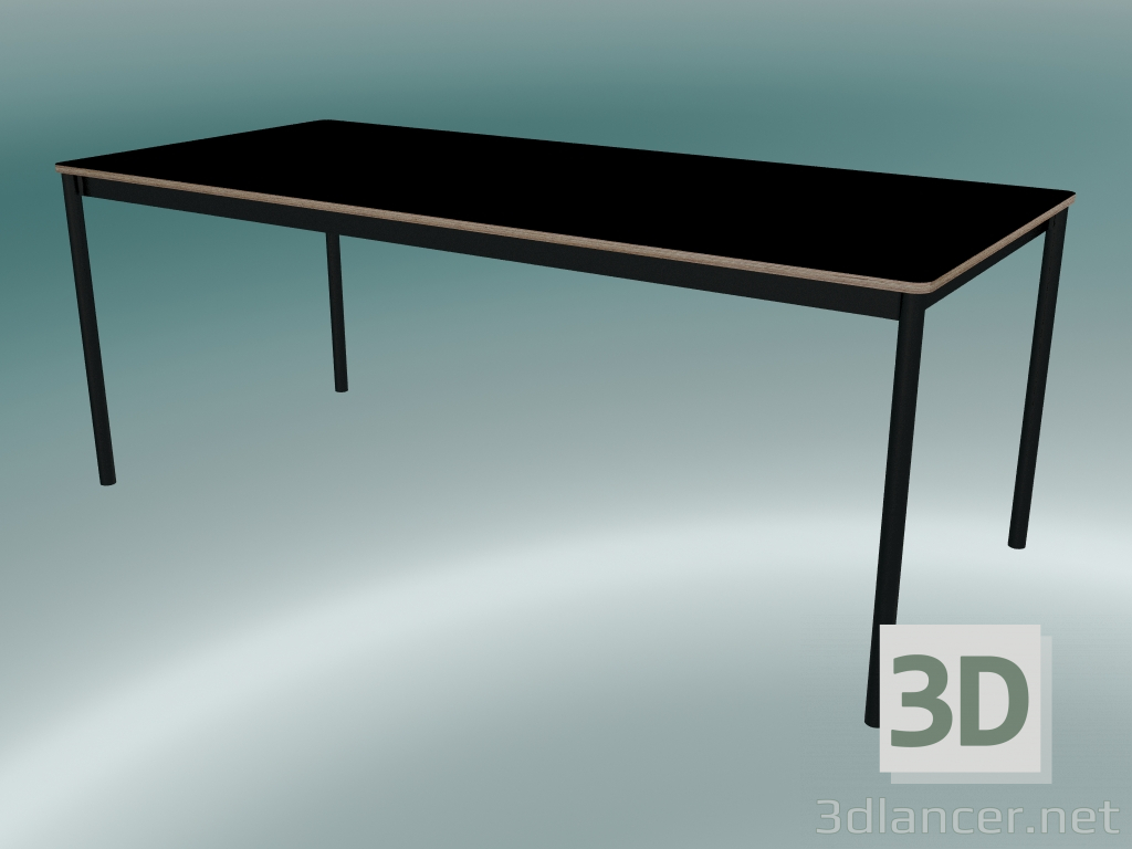 3d model Mesa rectangular Base 190x85 cm (Negro, Contrachapado, Negro) - vista previa