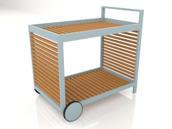 Chariot de service avec structure en aluminium et bois artificiel (gris bleu)