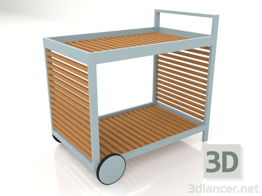 3d model Carro de servicio con estructura de aluminio de madera artificial (gris azul) - vista previa