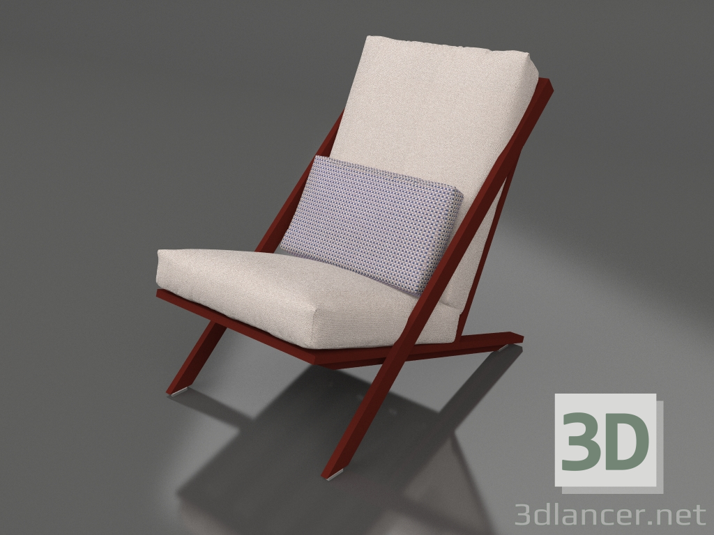 modèle 3D Fauteuil club pour la détente (Vin rouge) - preview