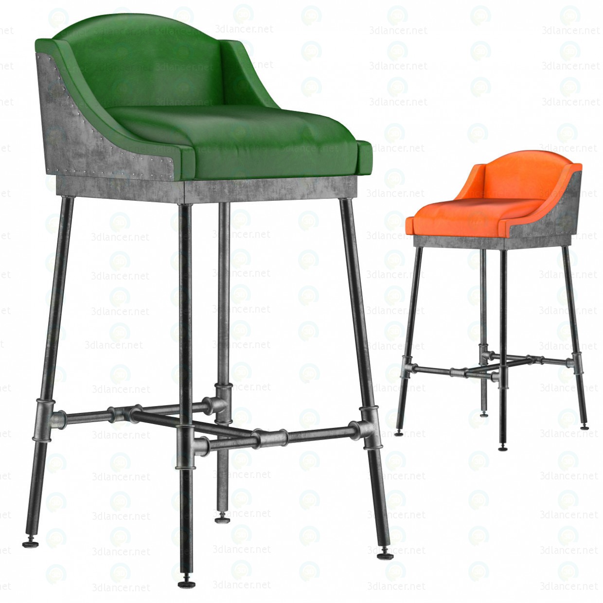 3d IRON SCAFFOLD BAR STOOL (6 colors) model buy - render